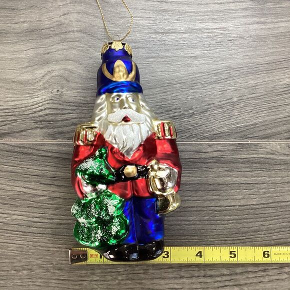 Vtg Montgomery Ward Soldier Nutcracker Soldier Holding Tree Bell Glass Ornament - Picture 11 of 16
